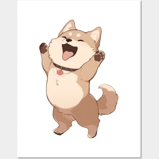 Cute Akita Dog Jumping Posters and Art